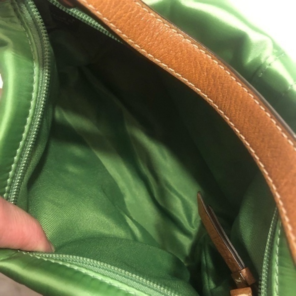 Coach vintage y2k green satin mini bag leather trim - Picture 12 of 13